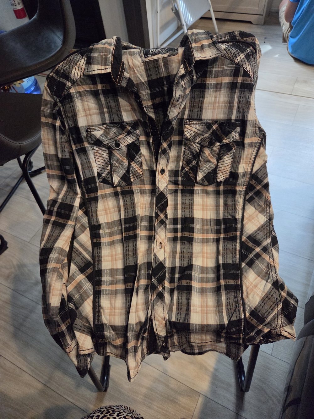 Buckle Black and Cream Plaid Button-Down Shirt